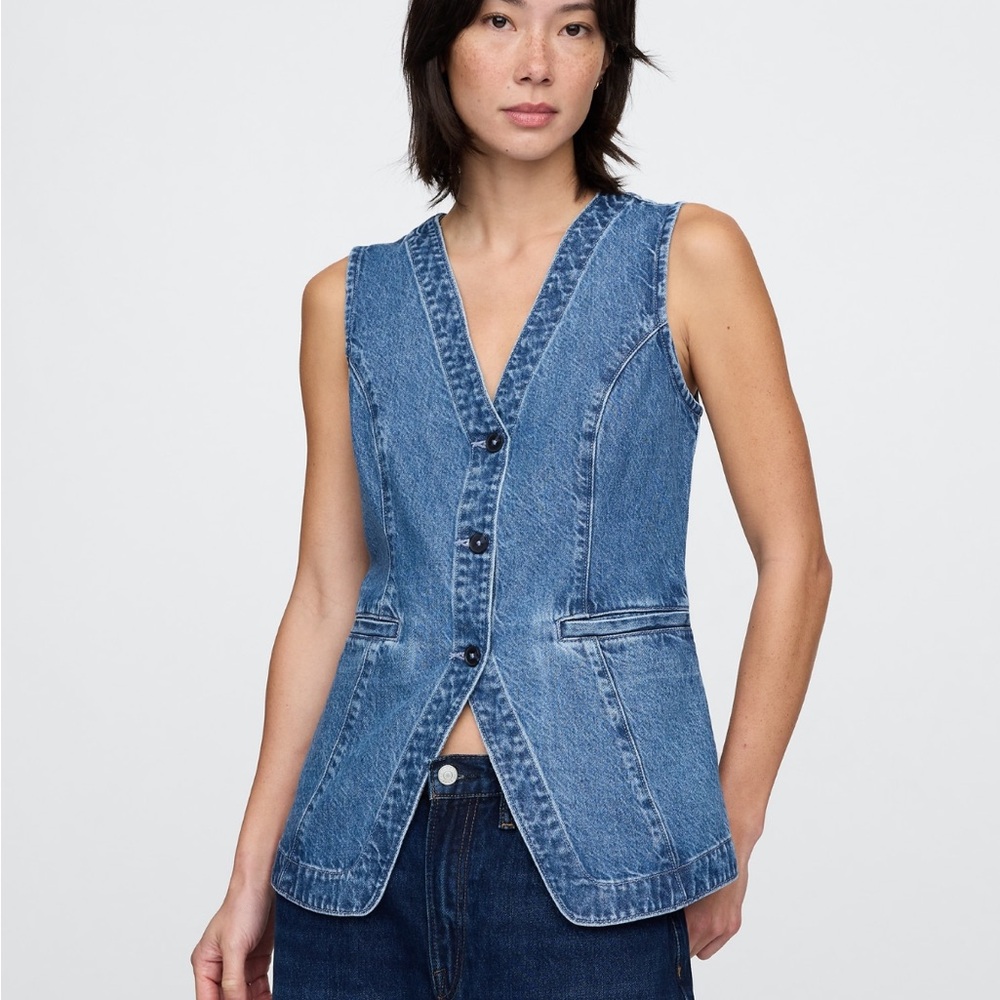 Long line  Denim Vest
